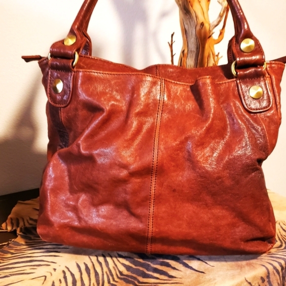 CHOCOLAT BLU Dist. Terra Cotta Brn Leather Handbag-NWOT - Picture 10 of 12